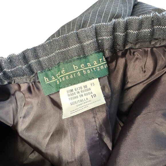 Vintage Harve Benard Pinstripe Pants Size 10 Wool Blend Gray Back Elastic Lined - Picture 5 of 10